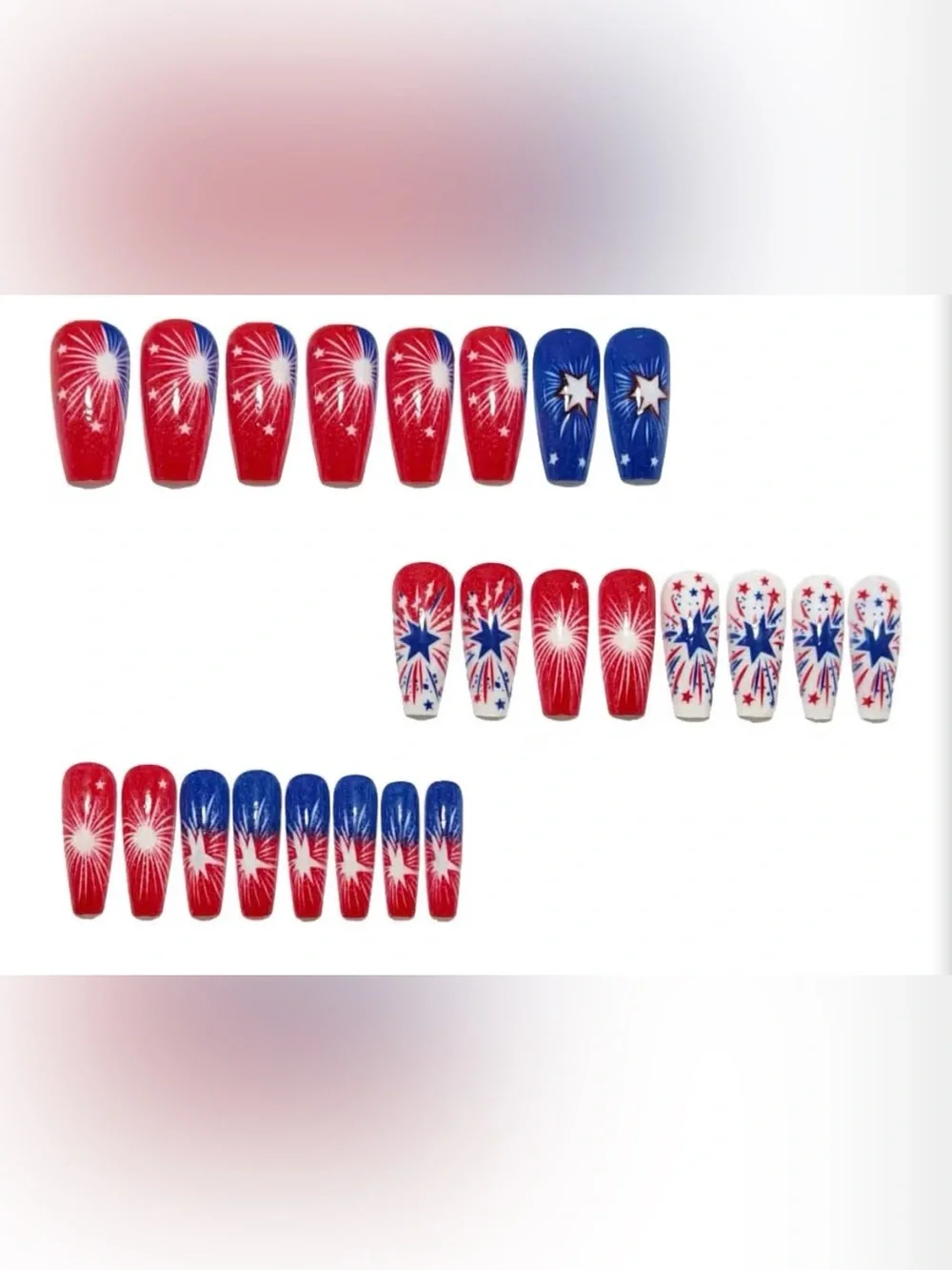 Patriotic Firework Nail Wraps - Red, White & Blue